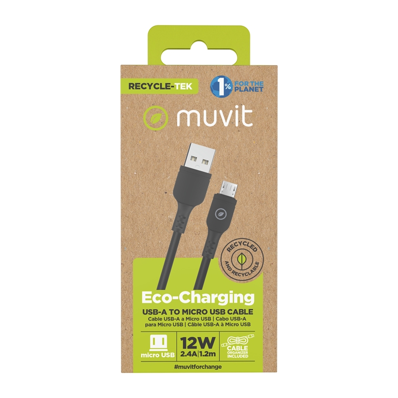 muvit for change cable USB a Micro USB 2,4A/10W 1,2m negro