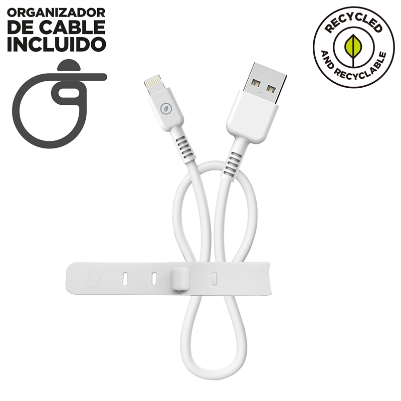 muvit for change cable USB a Lightning MFI 2,4A/12W 0,2m blanco