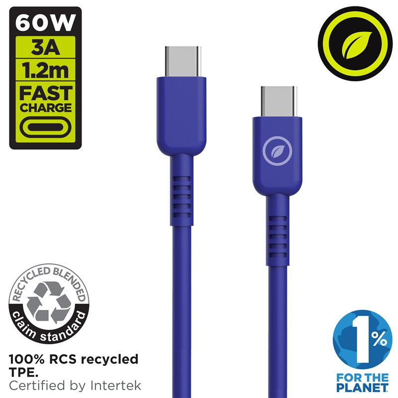 muvit for change cable Tipo C a Tipo C 3A/60W 1.2m azul