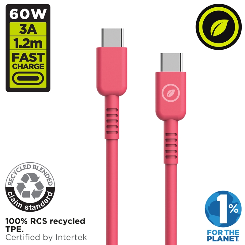 muvit for change cable Tipo C a Tipo C 3A/60W 1.2m magenta