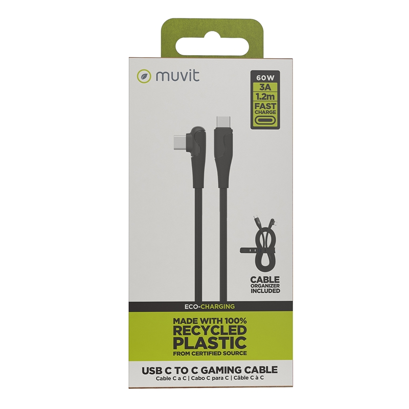 muvit for change cable Tipo C a Tipo C 3A/60W 1.2m gaming negro