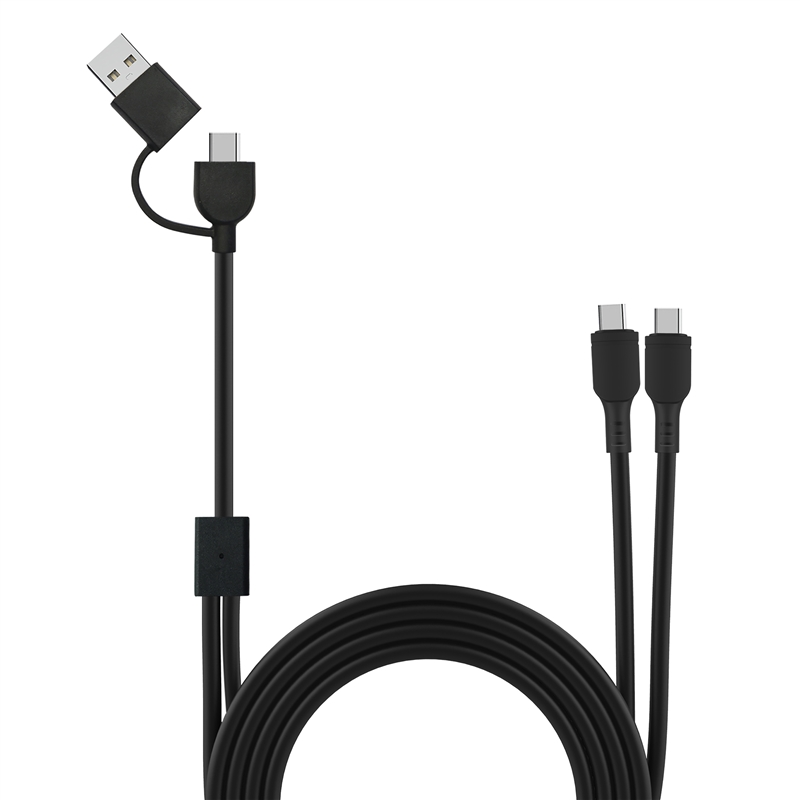 muvit for change cable Tipo C + Tipo A a doble cable Tipo C 3A 60w 1,2m negro