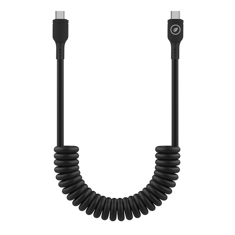 muvit for change cable rizado Tipo C a Tipo C 3A 60w 1,2m negro