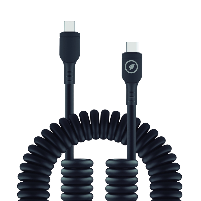 muvit for change cable rizado Tipo C a Tipo C 3A 60w 1,2m negro