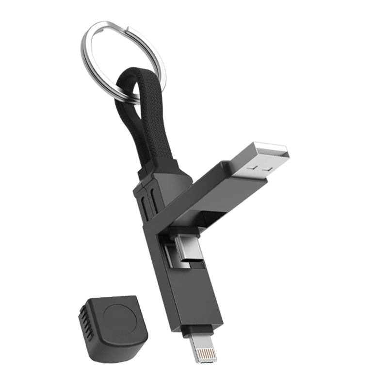 muvit for change cable Llavero multiconector (Tipo C, USB-A, 8-pin) negro