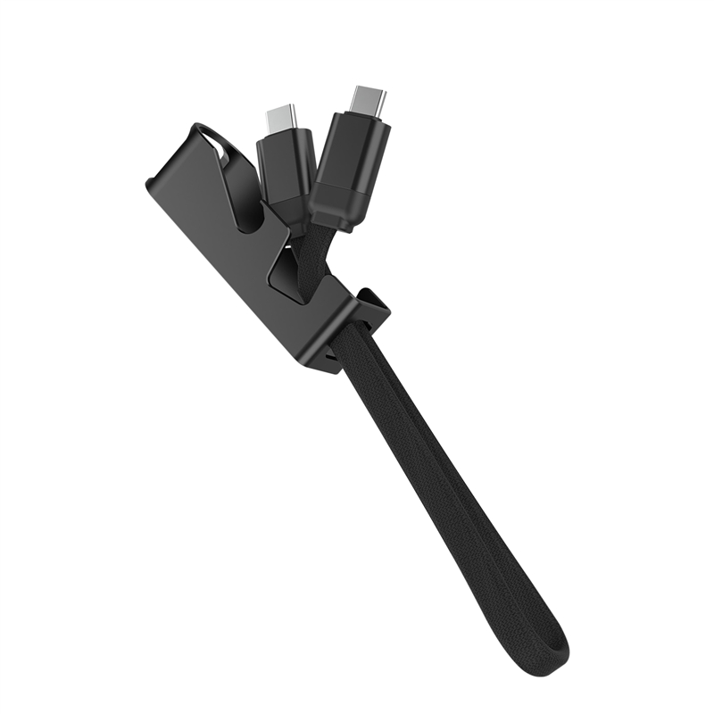 muvit for change cable Llavero con función soporte Tipo C a Tipo C 3A 60W negro y gris