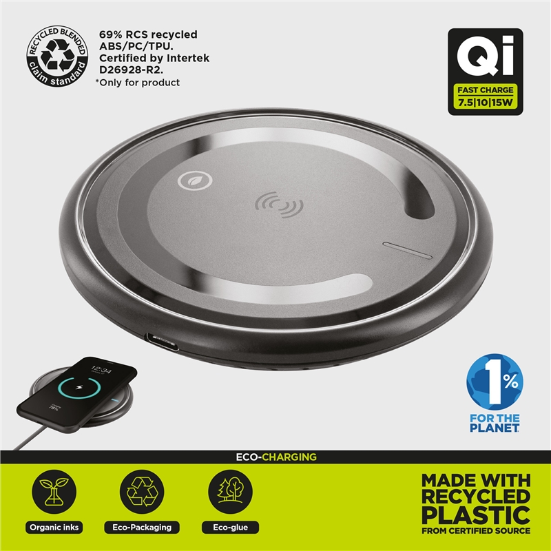 muvit for change cargador sobremesa inalámbrico Qi 7,5-10-15W 3A negro