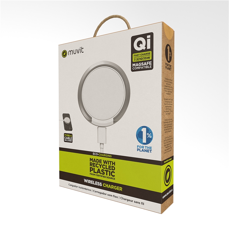 muvit for change cargador Magsafe inalámbrico 7,5-10-15w blanco