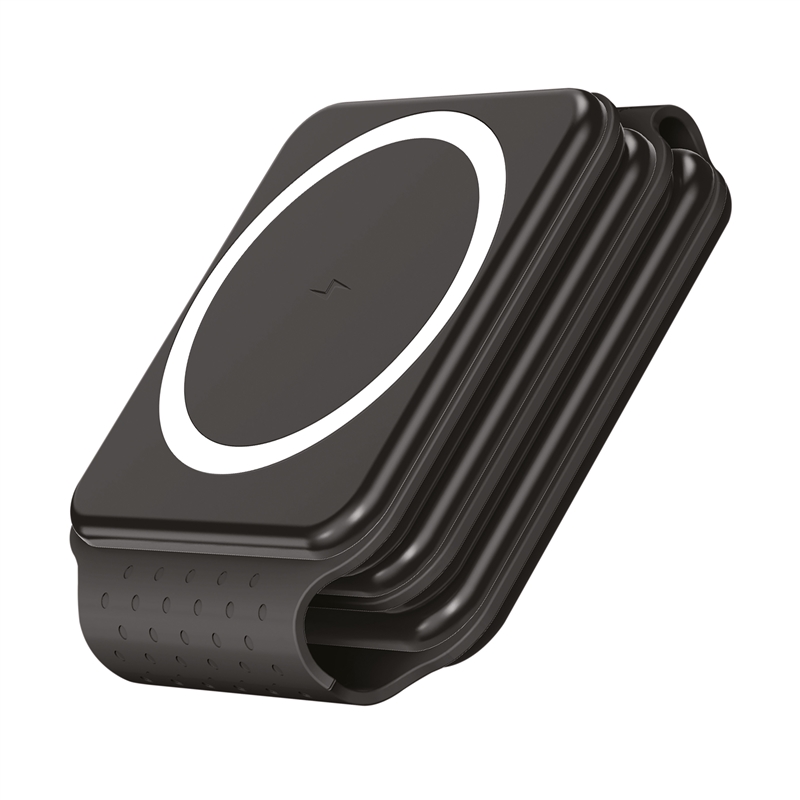 muvit for change cargador 3 en 1 compacto wireless con magsafe+Watch+Airpod plegable negro