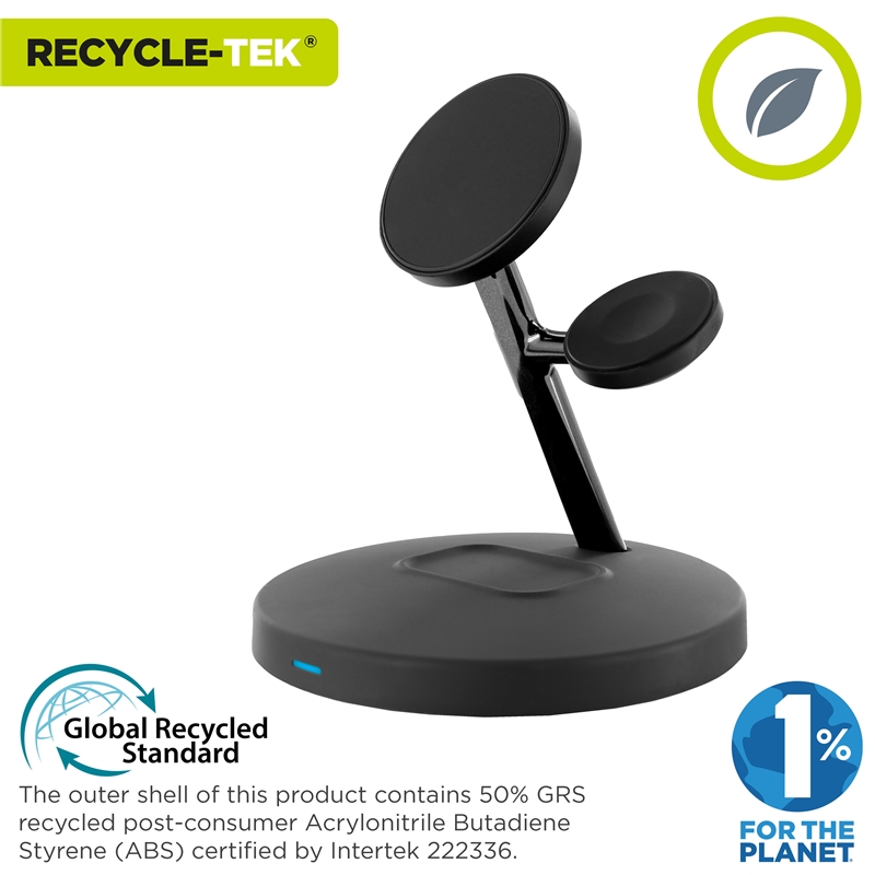 muvit for change cargador 3 en 1 soporte magsafe+soporte iWatch+Airpod negro