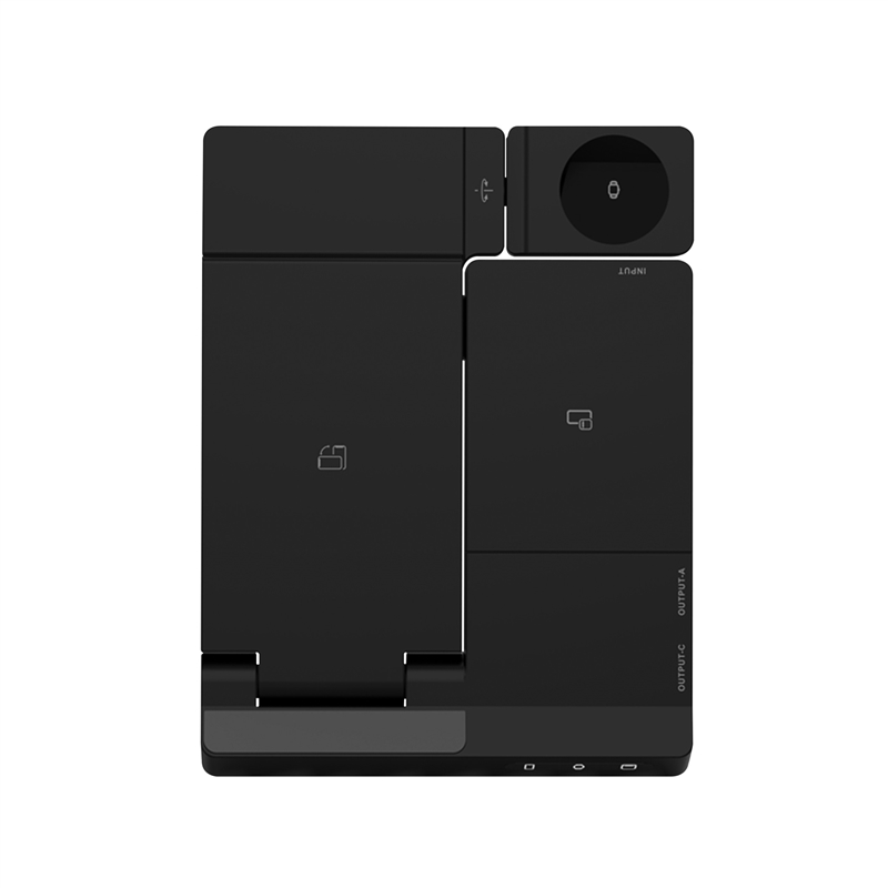 muvit for change base cargadora inalambrica 6 en 1 plegable smartphone+Watch+Airpods+dos puertos USB A+C negra