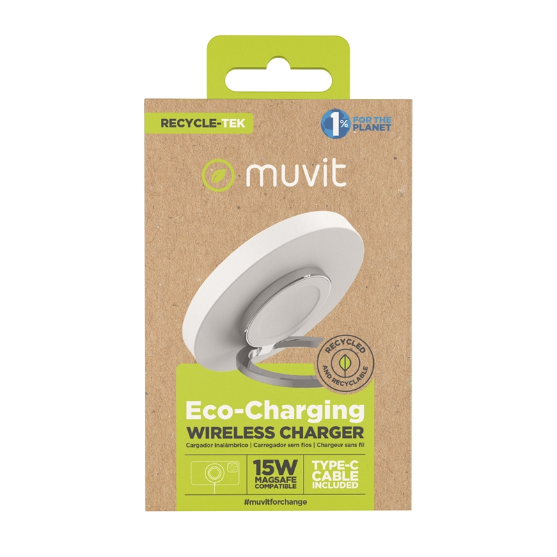 muvit for change cargador Magsafe+iWatch+Airpods inalambrico 15W con soporte y cable tipo C incluido