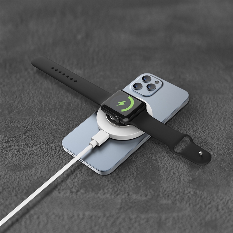 muvit for change cargador Magsafe+iWatch+Airpods inalambrico 15W con soporte y cable tipo C incluido