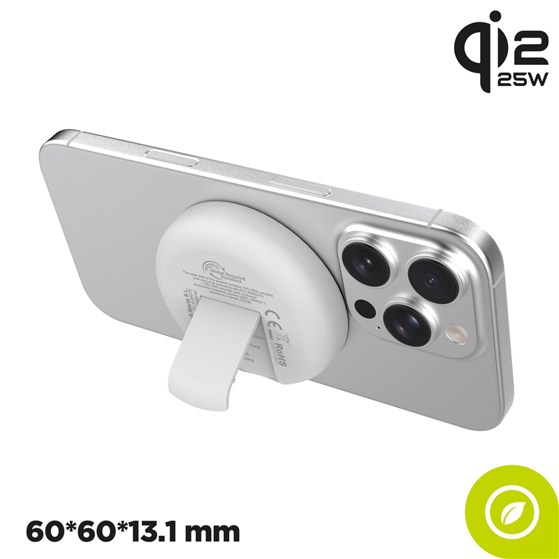 muvit for change cargador inalámbrico Qi2 25W con soporte blanco