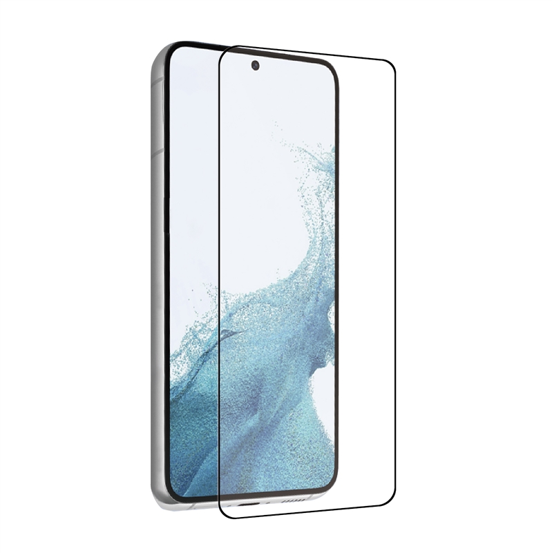 Tiger protector pantalla compatible con Samsung Galaxy S23 Plus 5G vidrio templado curvo marco negro antibacteria